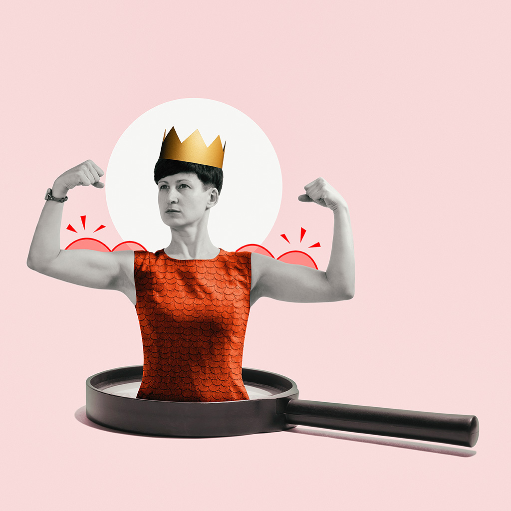 lady flexing muscles
