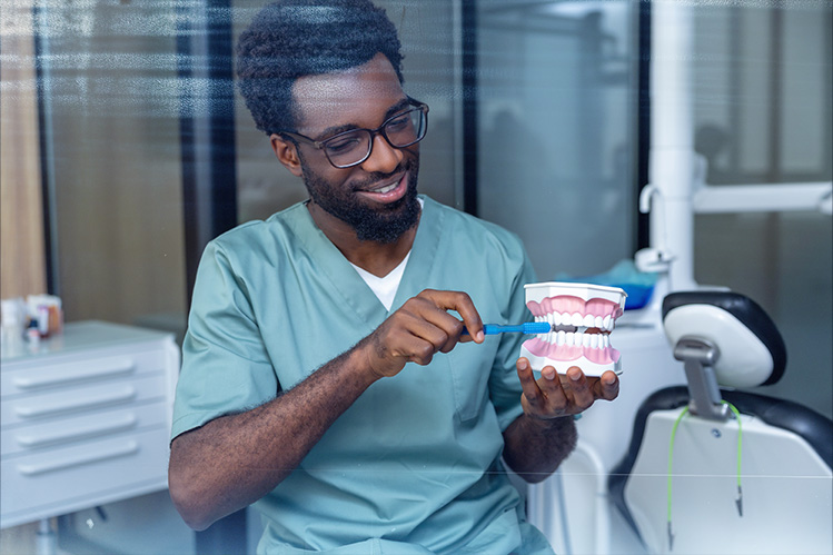 Dentist wearing glasses