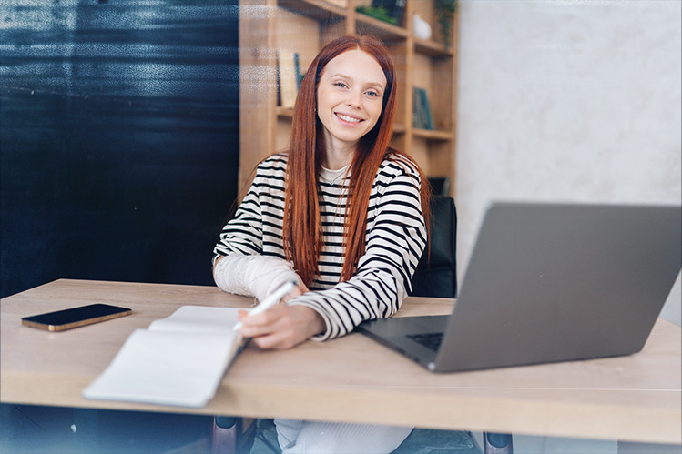 Girl working with broken bone