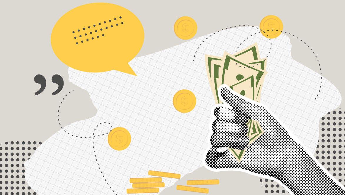 hand with money collage