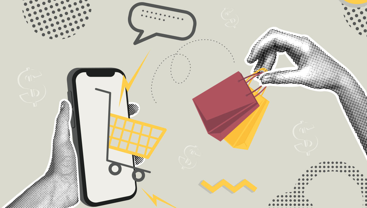 shopping cart and enroll collage