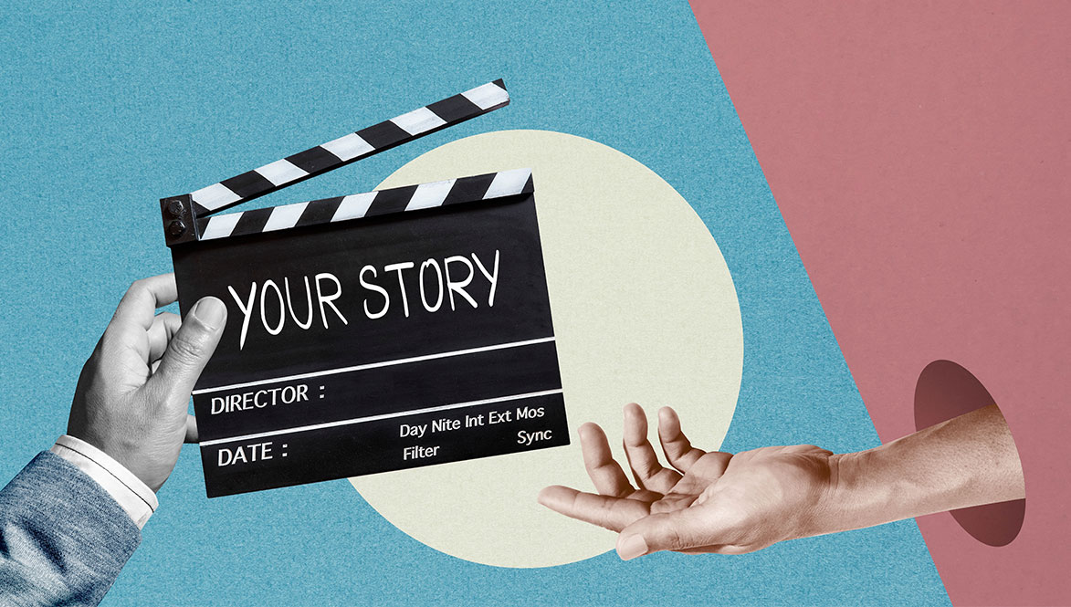 inspiring a video with video clapperboard with My Story written on it